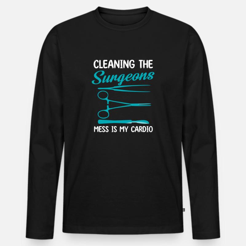 Funny Surgeon Cleaning Design - Männer Premium Bio Langarmshirt - Schwarz