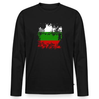 Flagge Bulgarien Vintage - Männer Premium Bio Langarmshirt - Schwarz - Vorne - Nico (187cm)
