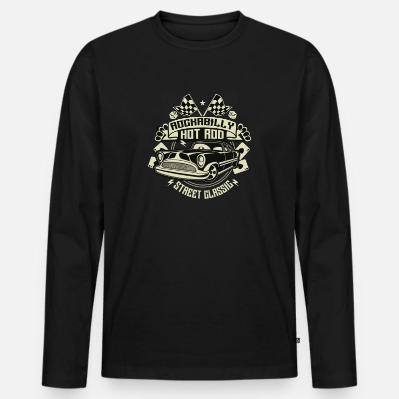 Rockabilly Hotrod - Männer Premium Bio Langarmshirt - Schwarz
