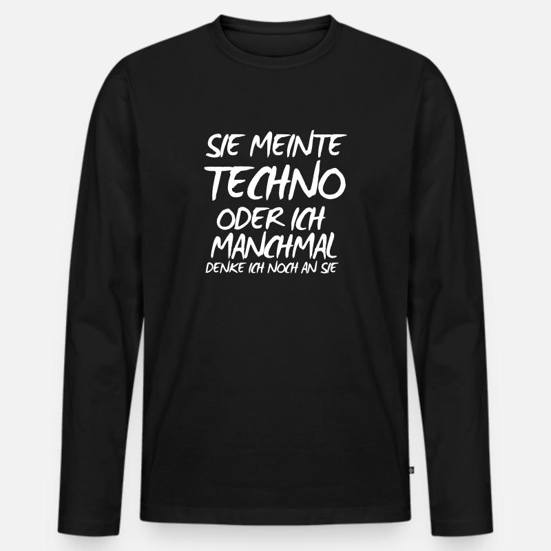Lustiger Spruch Techno Musik Ehemann Geschenk - Männer Premium Bio Langarmshirt - Schwarz