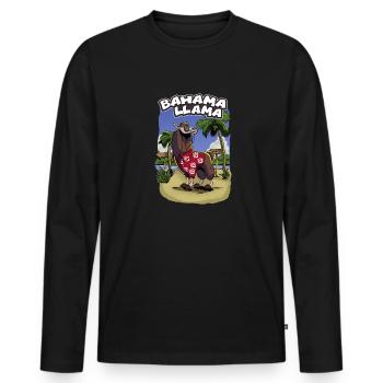 Bahama Llama - Cocktail Urlaub Chill Relax - Männer Premium Bio Langarmshirt - Schwarz - Vorne - Nico (187cm)
