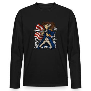 Patriotic Father Of Merica | Independence Day - Men's Premium Organic Long Sleeve Shirt - black - Front - Nico (187cm)