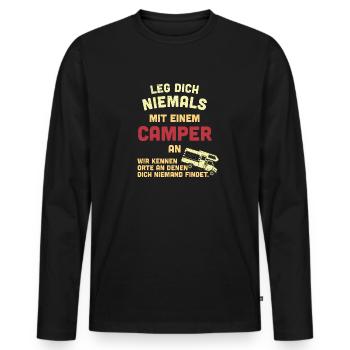 camper - Männer Premium Bio Langarmshirt - Schwarz - Vorne - Nico (187cm)