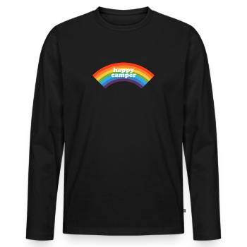 Happy Camper, Arc-en-ciel - T-shirt manches longues Premium bio Homme - noir - Devant - Nico (187cm)