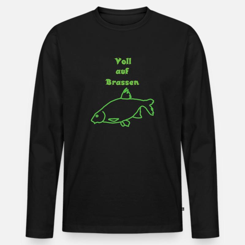Voll auf Brassen - Männer Premium Bio Langarmshirt - Schwarz