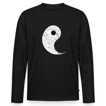 Yin Yang, partner look, couples, Valentine's Day, - Men's Premium Organic Long Sleeve Shirt - black - Front - Nico (187cm)