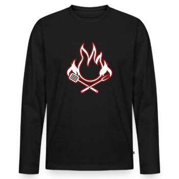 BBQ - Männer Premium Bio Langarmshirt - Schwarz - Vorne - Nico (187cm)