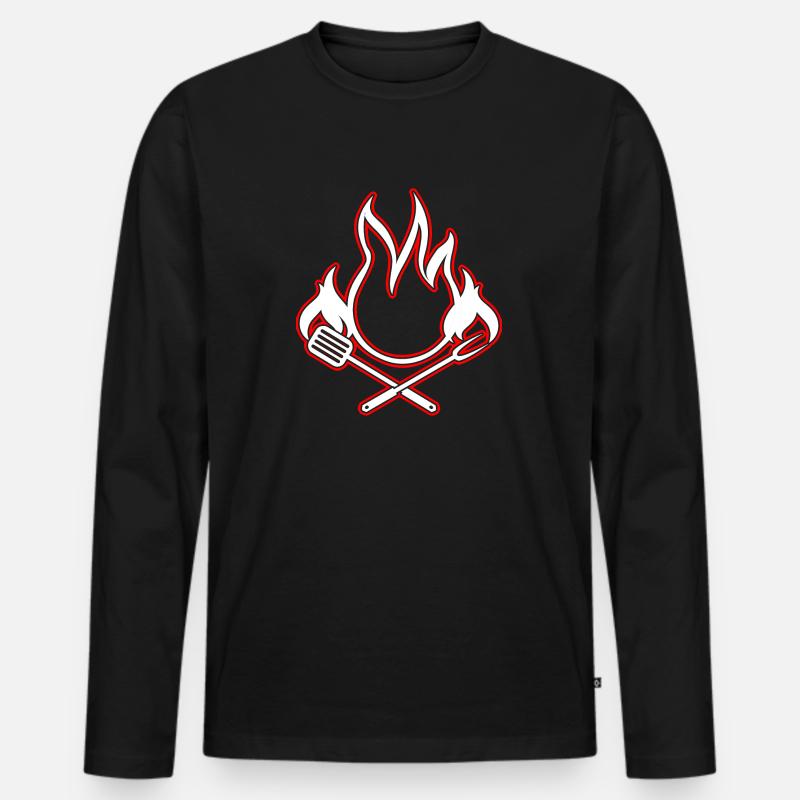 BBQ - Männer Premium Bio Langarmshirt - Schwarz