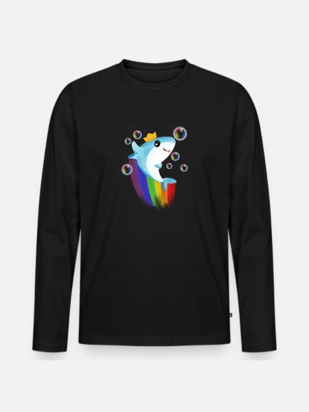 Rainbow Shark - Men's Premium Organic Long Sleeve Shirt - black