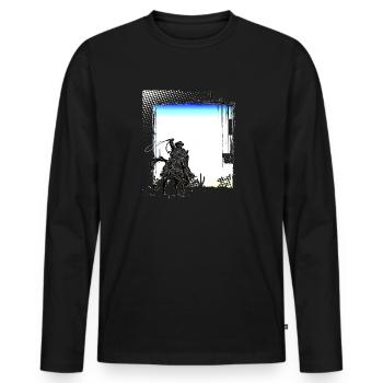 Cowboy Funny Cowboy Hat Wild Western Country - Men's Premium Organic Long Sleeve Shirt - black - Front - Nico (187cm)