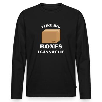 J’aime les grandes boîtes je ne peux pas mentir - T-shirt manches longues Premium bio Homme - noir - Devant - Nico (187cm)