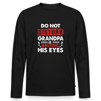 Grandpa Present Who Is Always Napping Snooze Sleep - Men's Premium Organic Long Sleeve Shirt - black - Front - Nico (187cm)