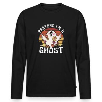 Costume d’Halloween fantôme groovy mignon, faire semblant que je suis - T-shirt manches longues Premium bio Homme - noir - Devant - Nico (187cm)
