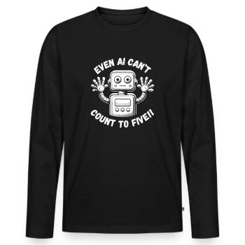 Verwirrter Roboter (KI) mit 12 Fingern - Männer Premium Bio Langarmshirt - Schwarz - Vorne - Nico (187cm)