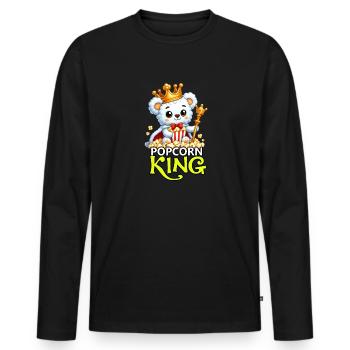 Popcorn Bear King - Men's Premium Organic Long Sleeve Shirt - black - Front - Nico (187cm)