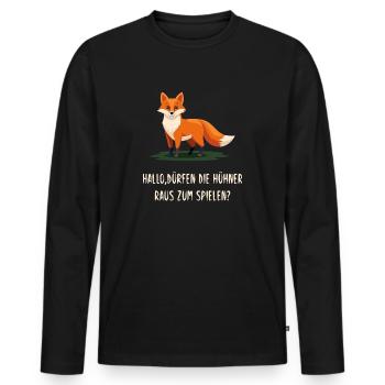 Hello, are the chickens allowed to play outside? Fox - Men's Premium Organic Long Sleeve Shirt - black - Front - Nico (187cm)