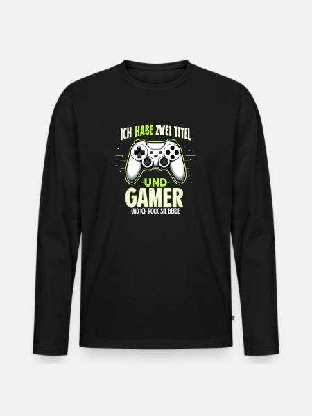 Junge Gamer: Kinder der Zockerwelt - Männer Premium Bio Langarmshirt - Schwarz