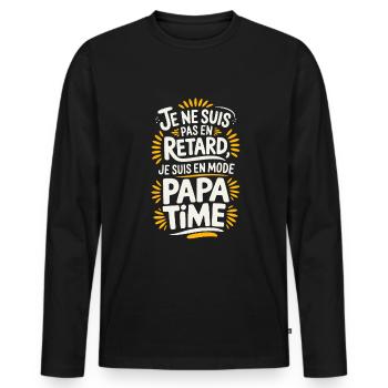 Je ne Suis Pas En Retard Je Suis en Mode Papa Time - T-shirt manches longues Premium bio Homme - noir - Devant - Nico (187cm)