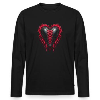Coeur Corset Gothique Saint Valentin Occulte Goth - T-shirt manches longues Premium bio Homme - noir - Devant - Nico (187cm)