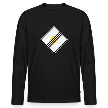 Conception des panneaux de signalisation: oeuf. - T-shirt manches longues Premium bio Homme - noir - Devant - Nico (187cm)