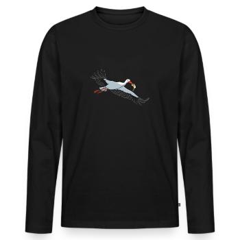 Cigogne avec pizza - T-shirt manches longues Premium bio Homme - noir - Devant - Nico (187cm)