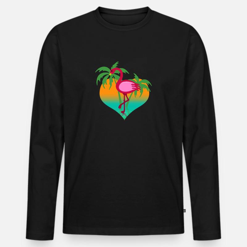 Flamingo im Wasser - Männer Premium Bio Langarmshirt - Schwarz