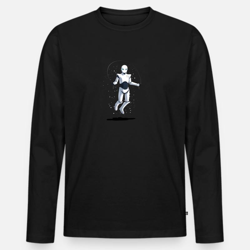 Roboter der Seilspringt - Männer Premium Bio Langarmshirt - Schwarz