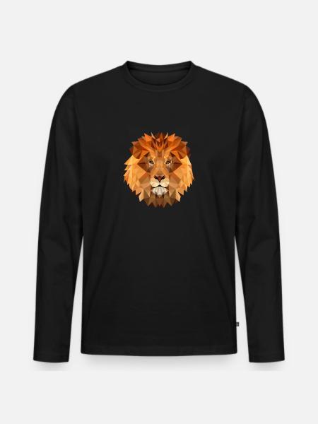 Lav Poly Type Løve konge af Beast Mighty - Premium økologisk langærmet T-shirt til mænd - sort