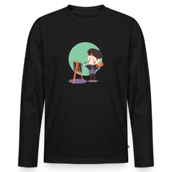 Kunst - Männer Premium Bio Langarmshirt - Schwarz - Vorne - Nico (187cm)