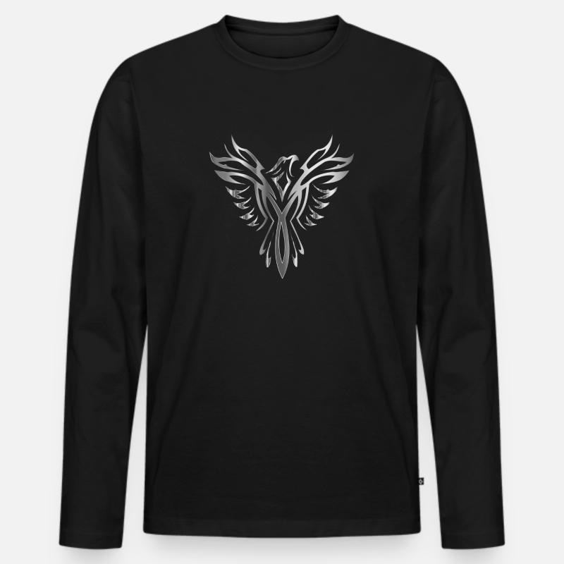 Phoenix Silber - Männer Premium Bio Langarmshirt - Schwarz