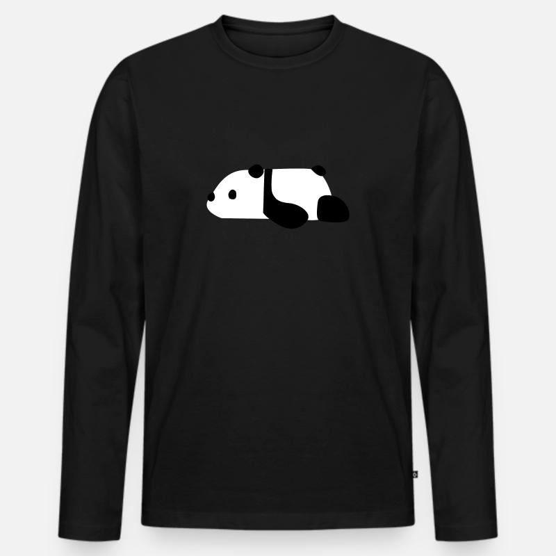 Panda - Männer Premium Bio Langarmshirt - Schwarz