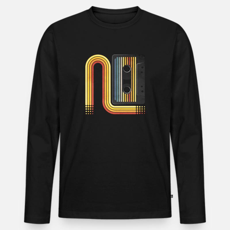 70's Kassette - Männer Premium Bio Langarmshirt - Schwarz