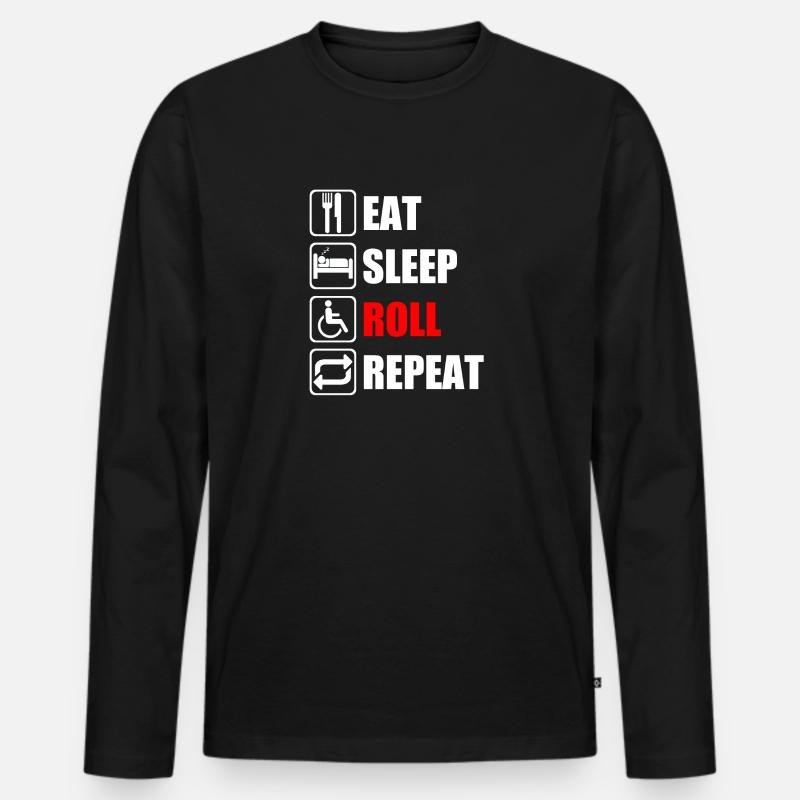 Rollstuhl - Männer Premium Bio Langarmshirt - Schwarz