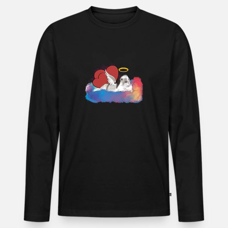 Regenbogen Kaninchen Pauline - Männer Premium Bio Langarmshirt - Schwarz