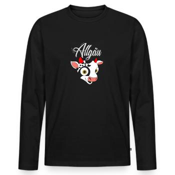 Allgäu - Männer Premium Bio Langarmshirt - Schwarz - Vorne - Nico (187cm)