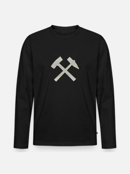 Glück Auf! Logo Schlägel und Eisen Schmuck Bling - Männer Premium Bio Langarmshirt - Schwarz