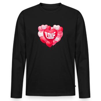 Balloons heart love - Men's Premium Organic Long Sleeve Shirt - black - Front - Nico (187cm)