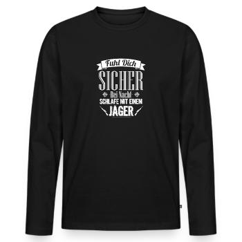 Hunter funny saying hunting gift idea - Men's Premium Organic Long Sleeve Shirt - black - Front - Nico (187cm)