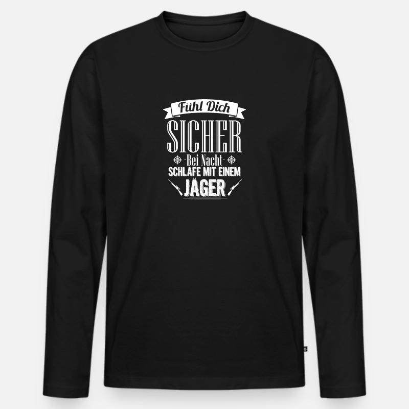 Jäger lustig Spruch Jagd Geschenkidee - Männer Premium Bio Langarmshirt - Schwarz