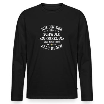 Schwuler Onkel - Männer Premium Bio Langarmshirt - Schwarz - Vorne - Nico (187cm)