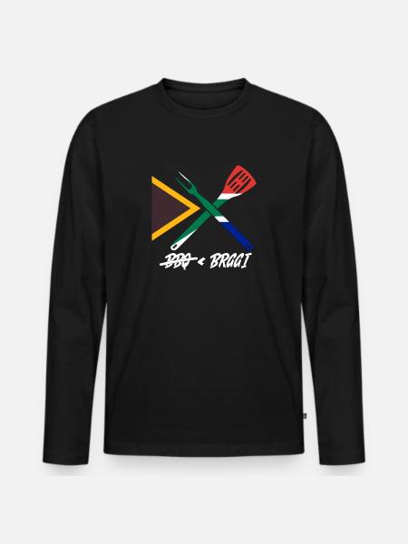 bbq < braai - Men's Premium Organic Long Sleeve Shirt - black