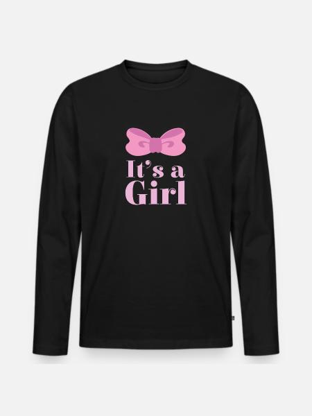 Gravidanza È una ragazza Fiocco Rosa - Maglia a manica lunga ecologica premium da uomo - nero