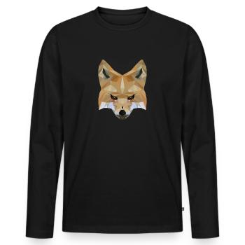 Low Poly Art Fox - Gift Idea - Men's Premium Organic Long Sleeve Shirt - black - Front - Nico (187cm)