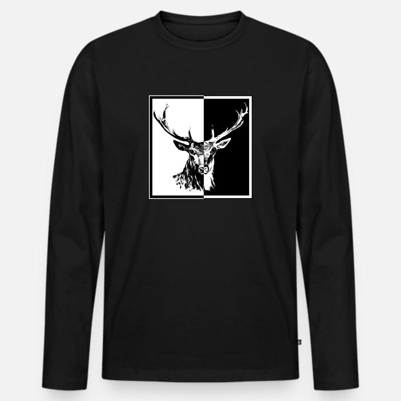 Deer - Männer Premium Bio Langarmshirt - Schwarz