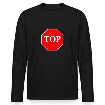 top sign - Men's Premium Organic Long Sleeve Shirt - black - Front - Nico (187cm)