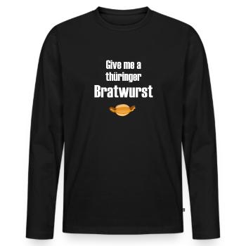 Bratwurst - Männer Premium Bio Langarmshirt - Schwarz - Vorne - Nico (187cm)
