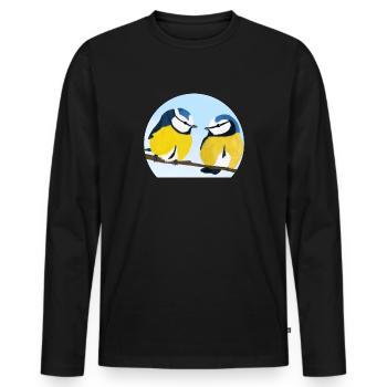 jz.birds illustration de la mésange bleue - T-shirt manches longues Premium bio Homme - noir - Devant - Nico (187cm)