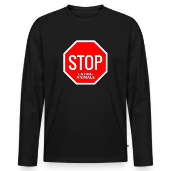 Stop Eating Animals - T-shirt manches longues Premium bio Homme - noir - Devant - Nico (187cm)