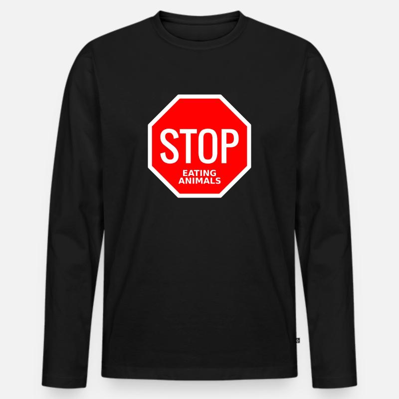 Stop Eating Animals - Männer Premium Bio Langarmshirt - Schwarz