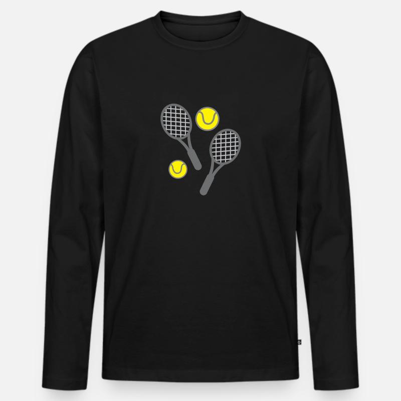 Tennisschläger und Bälle - Männer Premium Bio Langarmshirt - Schwarz